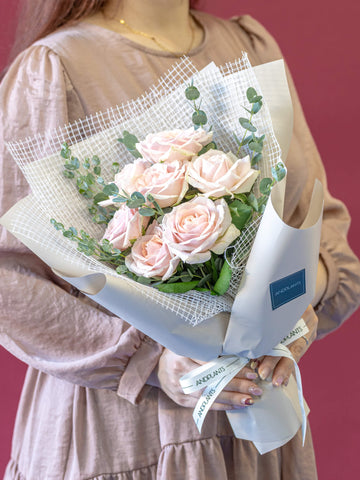 バラの花束 7本 - ピンク -