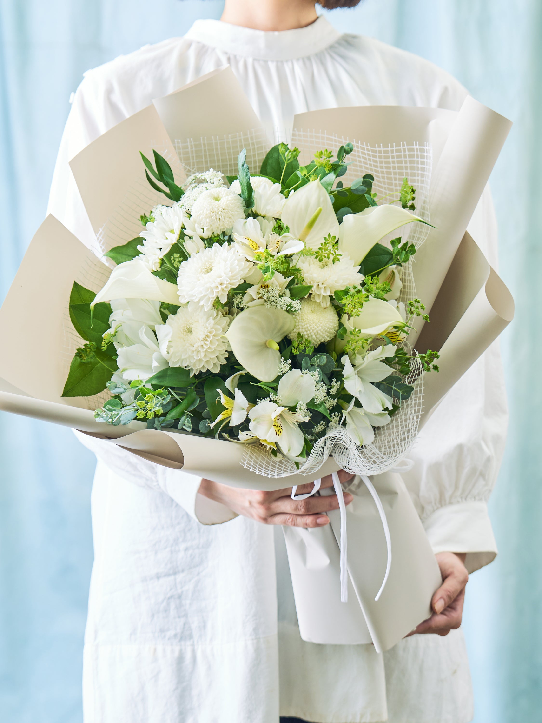【お供え用】季節の花束 L　- ホワイト -