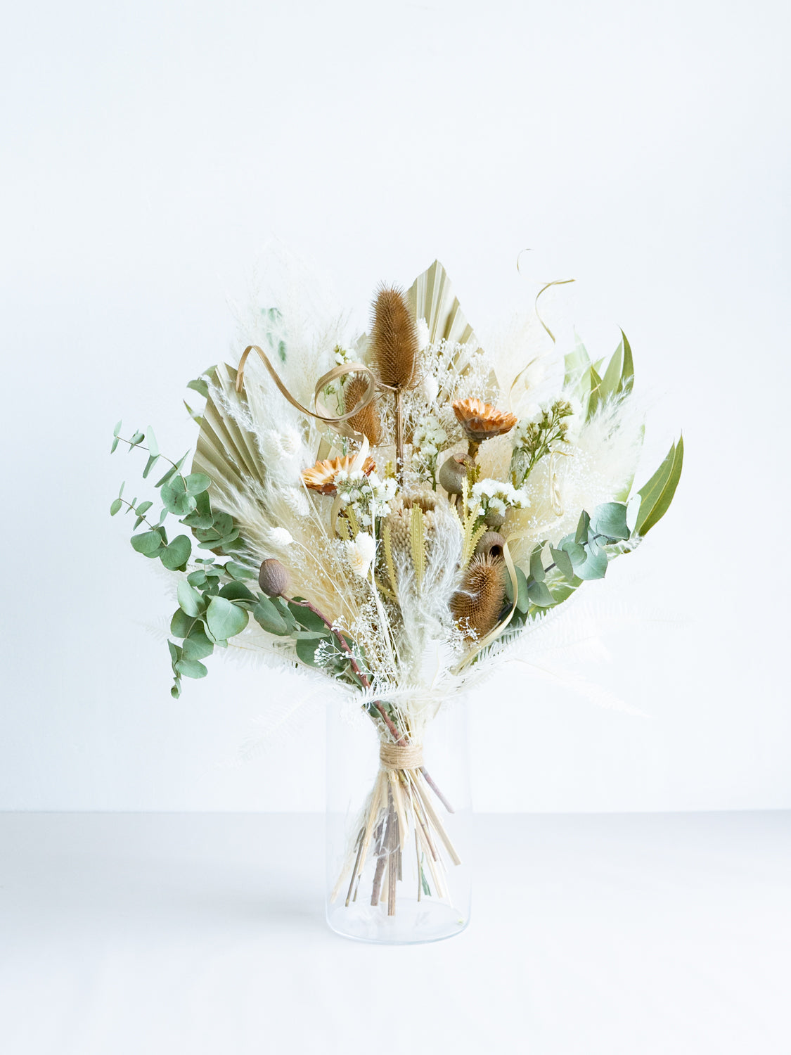 【花瓶に飾れる】ドライフラワーの花束 L - グリーン -